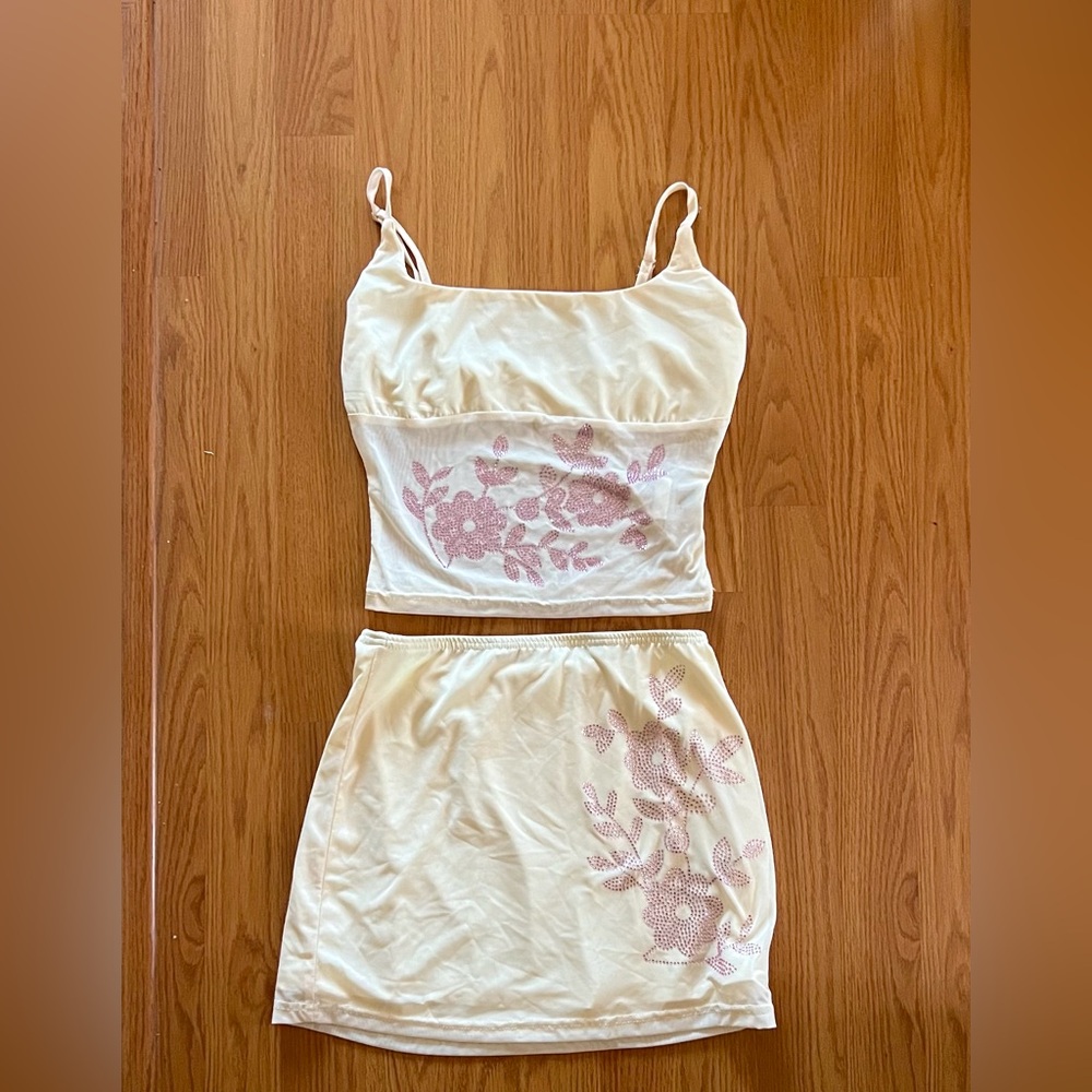 SHEIN butter yellow and Pink Floral Set